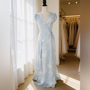 Yumi Kim Pale Blue Floral Silk Wrap Dress - XS, NWOT (Never Worn)